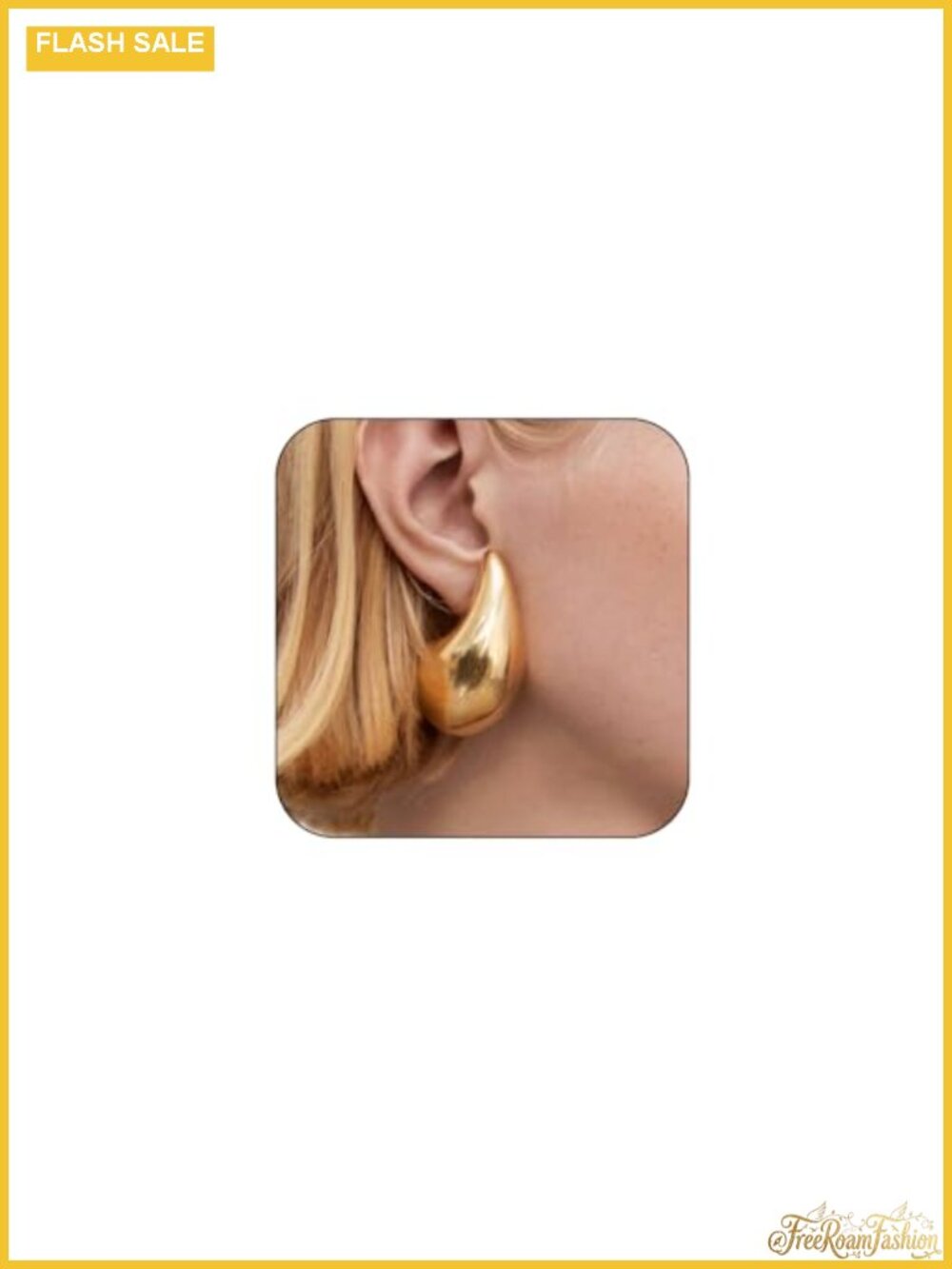 14K Gold Plated Chunky Teardrop Hoop Earrings Lightweight